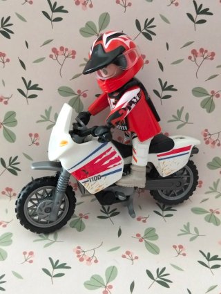 Playmobil Moto Motocross Roja y Blanca