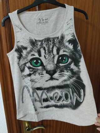 Camiseta tirantes gato Meow
