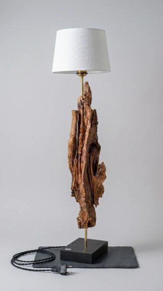 Lámpara Artesanal Única Madera y Metal