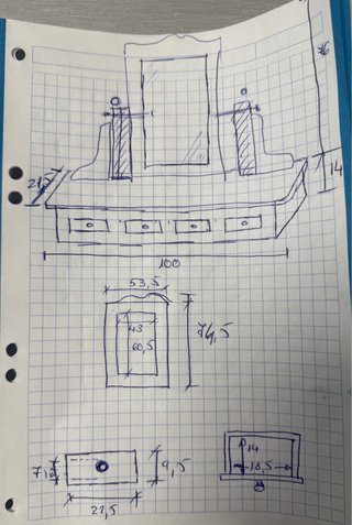 Cómoda de abeto canadiense con espejo