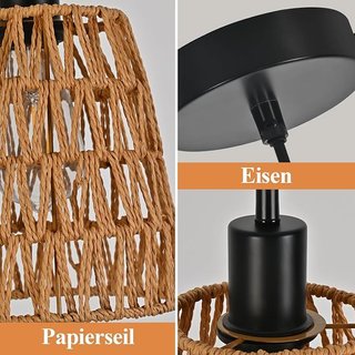 Deboola lámpara Boho rattan cónica E27 vintage