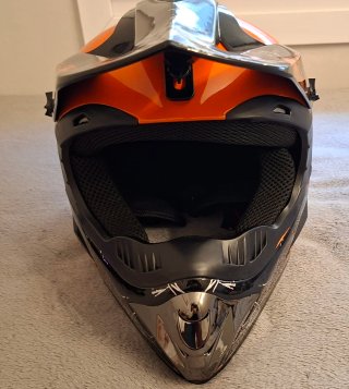Casco Moto Infantil Naranja y Negro