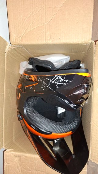 Casco Moto Infantil Naranja y Negro