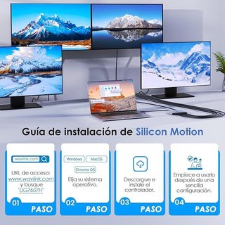WAVLINK Adaptador Cuádruple Monitor macOS M1-M4