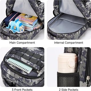 Mochila Escolar Camuflaje Tira Reflectante