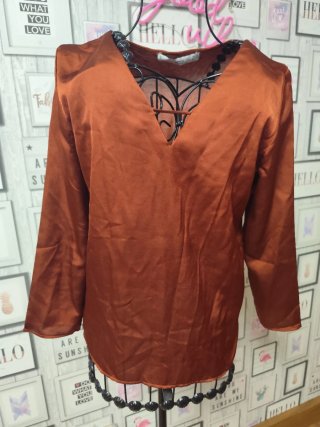 Blusa Mango Marrón Satén