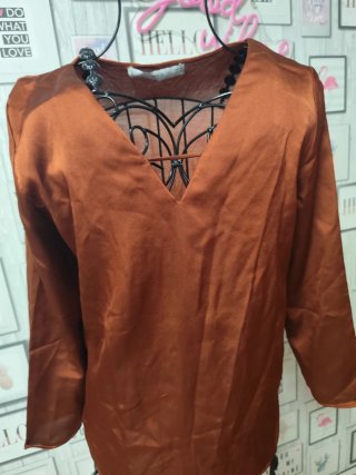 Blusa Mango Marrón Satén