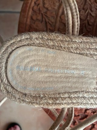 Sandalias de esparto beige atadas
