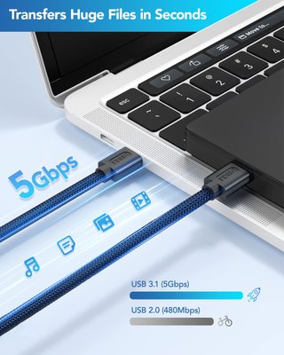 ANDTOBO Macho USB 3.0 Cable-3 Metros, [5Gbps] Cable USB 3.0 Macho a Macho