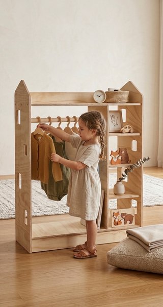 Vestidor Montessori de madera para niños