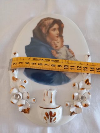 Quadretto ceramica Capodimonte Madonna Bambino
