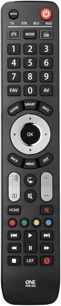 One For All Evolve 4 - Mando a Distancia (Cable, DTT, DVD/BLU-Ray, Consola de Juegos, Sistema de Cine en casa