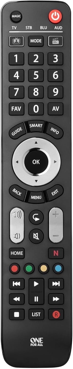 One For All Evolve 4 - Mando a Distancia (Cable, DTT, DVD/BLU-Ray, Consola de Juegos, Sistema de Cine en casa
