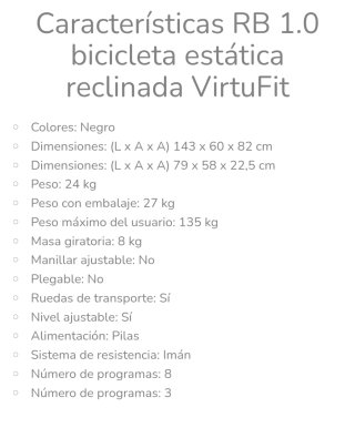 Bicicleta Estática Reclinada VirtuFit RB 1.0