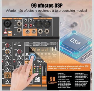 Socodox S-5M Mezcladora Audio 5 Canales BT