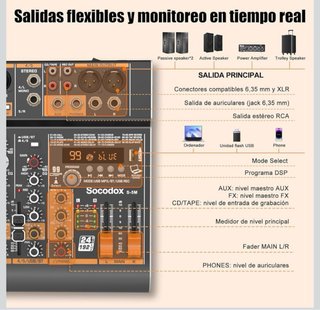 Socodox S-5M Mezcladora Audio 5 Canales BT