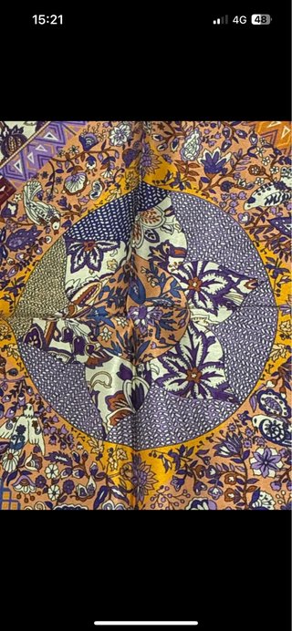 Foulard patchwork viola e giallo