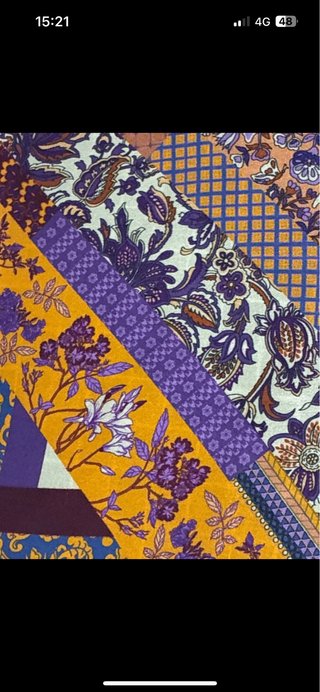 Foulard patchwork viola e giallo