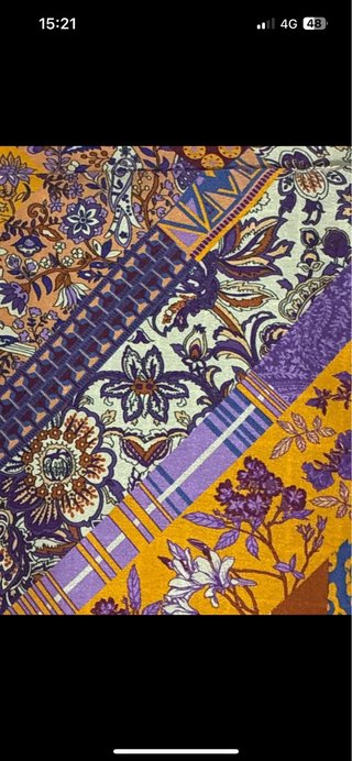 Foulard patchwork viola e giallo