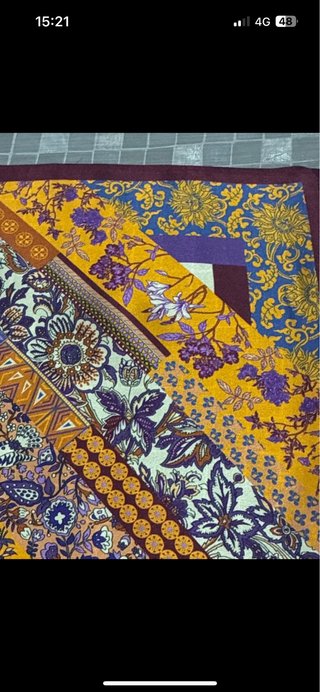Foulard patchwork viola e giallo