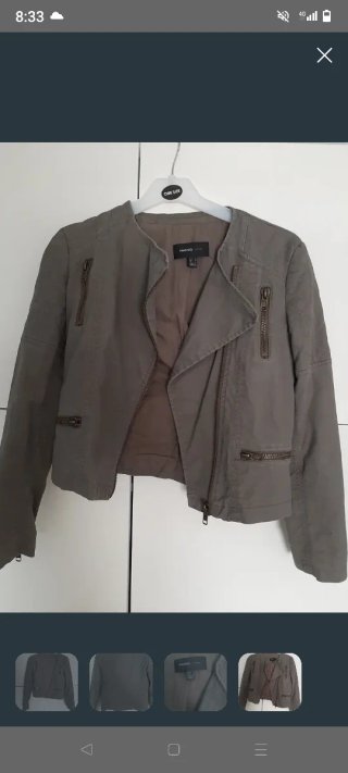 Chaqueta Biker Mango Talla S Verde Oliva