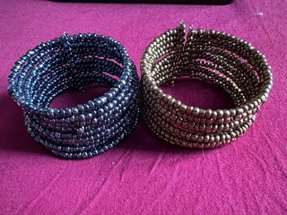 Bracciali perline blu avio e oro