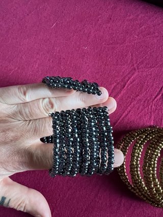 Bracciali perline blu avio e oro