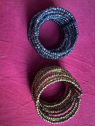 Bracciali perline blu avio e oro