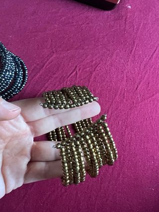 Bracciali perline blu avio e oro