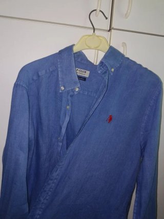Camicia Lino Polo Ralph Lauren Azzurra Regular Fit