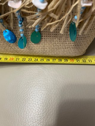 Borsa paglia con frange e perline