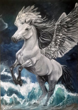 Cuadro al oleo de Pegaso