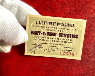 25 CÉNTIMOS*SABADELL 1937 DE LA GUERRA CIVIL