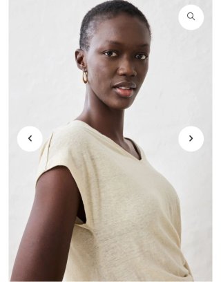 Camiseta Lino Bonprix Talla 48 Beige Nueva