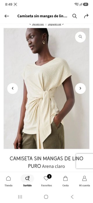 Camiseta Lino Bonprix Talla 48 Beige Nueva