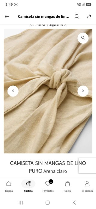 Camiseta Lino Bonprix Talla 48 Beige Nueva