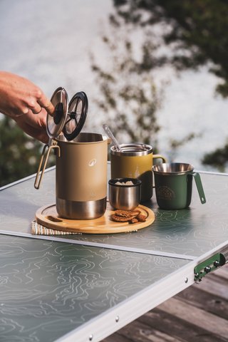Cafetera portátil 3 en 1 camping, hervidor y tetera, 0,6 L