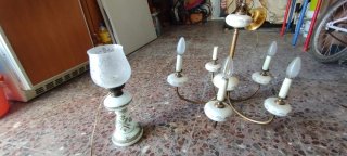 Lámpara de cerámica y metal vintage