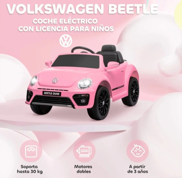 Coche Eléctrico VW Beetle  Rosa