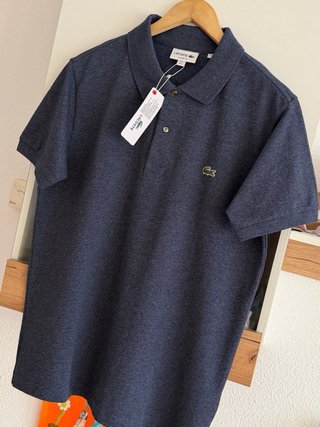 Polo Lacoste Azul Gris jaspeado Talla L