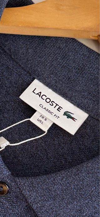 Polo Lacoste Azul Gris jaspeado Talla L