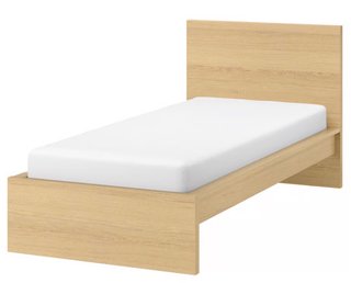 Cama 90cm Ikea (MALM), colchón, edredón, sábanas