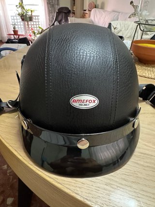 Casco Moto Cuero Retro Alemán Abierto