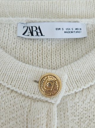 Jersey ZARA Blanco Botones Dorados Talla S