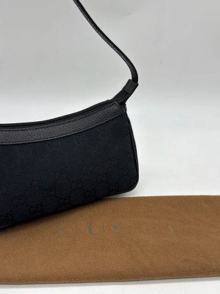 Borsa Gucci Pochette Pelle Tela GG Nera Oro