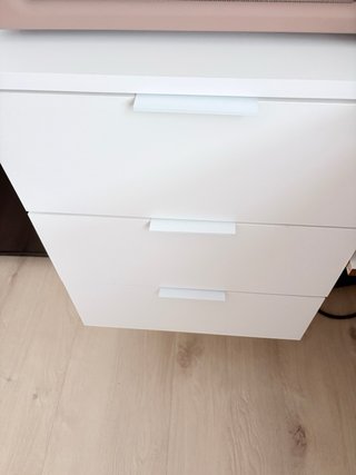 Escritorio madera natural y blanco