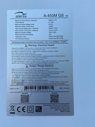 Panel Solar Fotovoltaico 450w