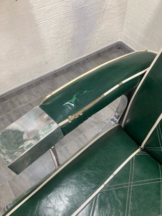 Sillón de Barbero Vintage Verde y Plata