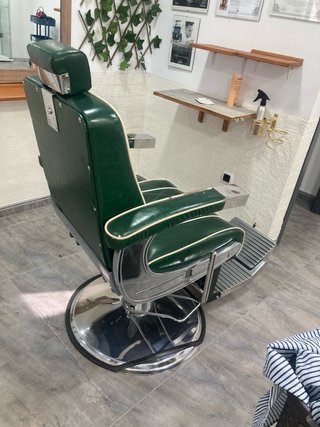 Sillón de Barbero Vintage Verde y Plata