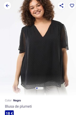 Blusa negra Kiabi Talla XXL Nueva